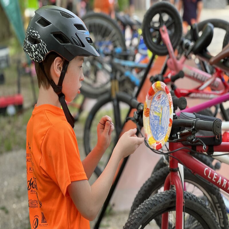 wearing a helmet on a bicycle